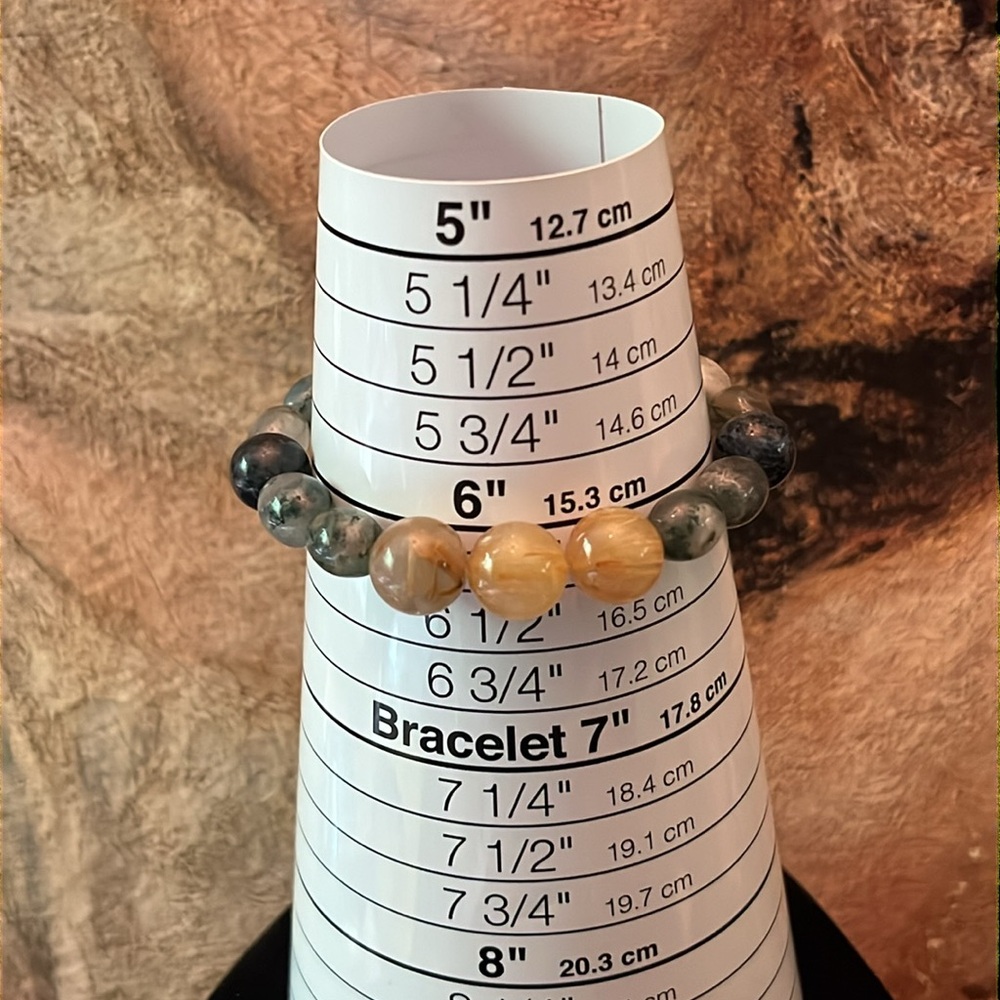 Handmade Crystal Healing Bracelet Golden Rutile & Dumortierite & Moss Agate - Picture 6 of 6